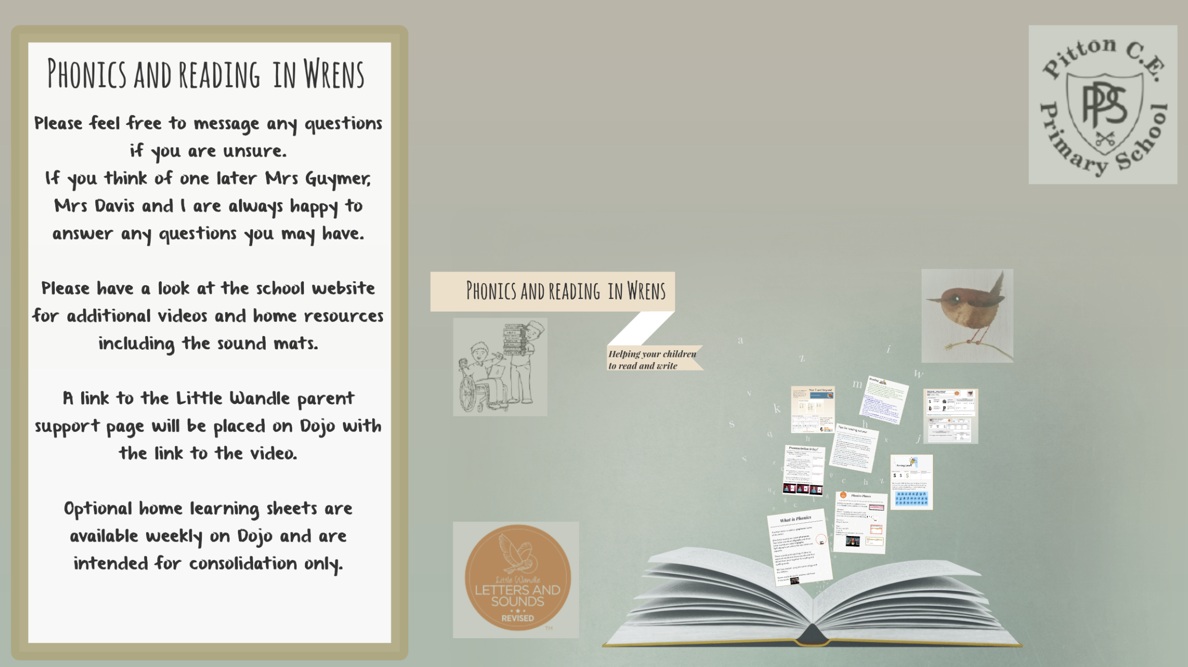 Phonics and reading information video for Wrens is now available via the link below 