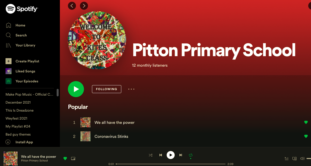 Our composers are on your favourite streaming service. Just search for Pitton Primary